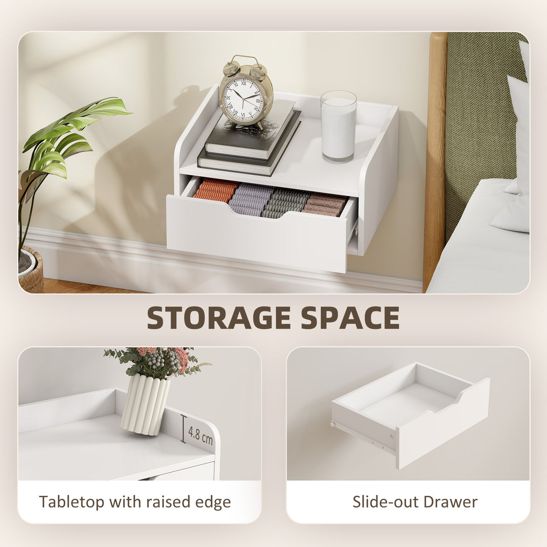 Floating Nightstands Set of 2, Wall Mounted Bedside Table with Drawer 