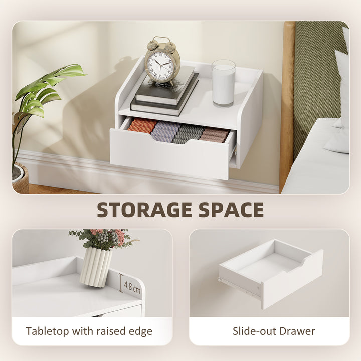 Floating Nightstands Set of 2, Wall Mounted Bedside Table with Drawer 