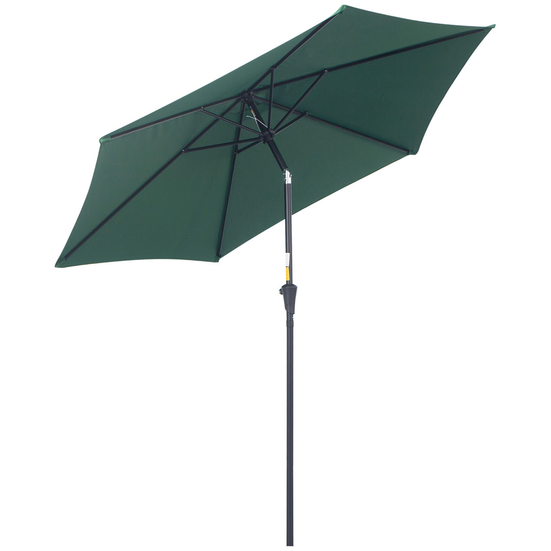2.6M Garden Parasol Umbrella with Tilt and Crank, Outdoor Sun Parasol Sunshade Shelter with Aluminium Frame, Green