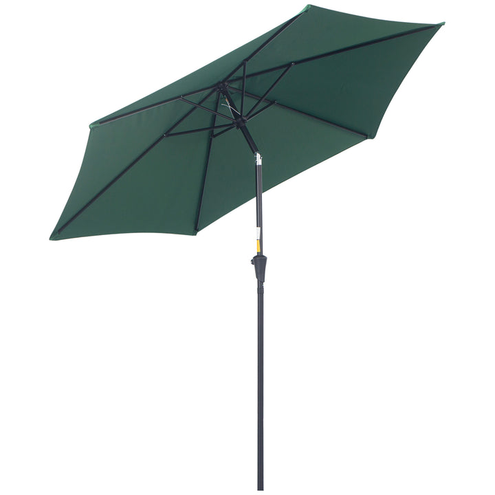 2.6M Garden Parasol Umbrella with Tilt and Crank, Outdoor Sun Parasol Sunshade Shelter with Aluminium Frame, Green
