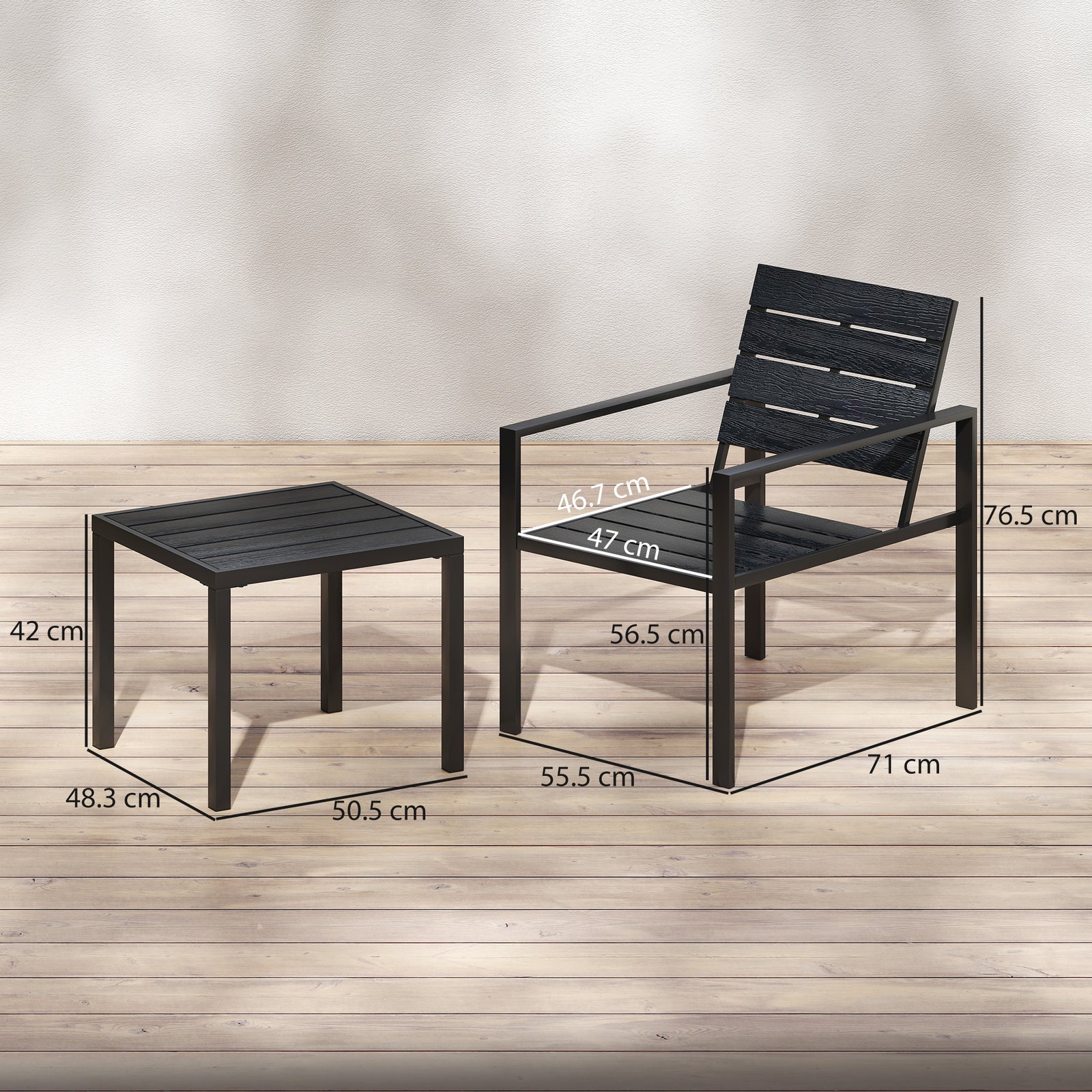 3 Pieces Garden Bistro Set for 2, Outdoor Bistro Table and Chairs with