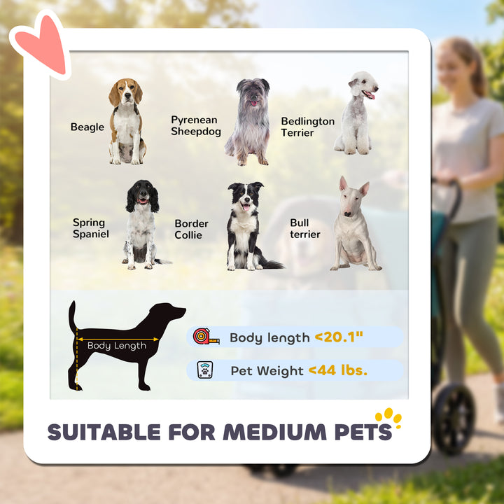 Dog Stroller, 3 Wheels Pet Stroller with Dual Entry, Easy One-Click Qu