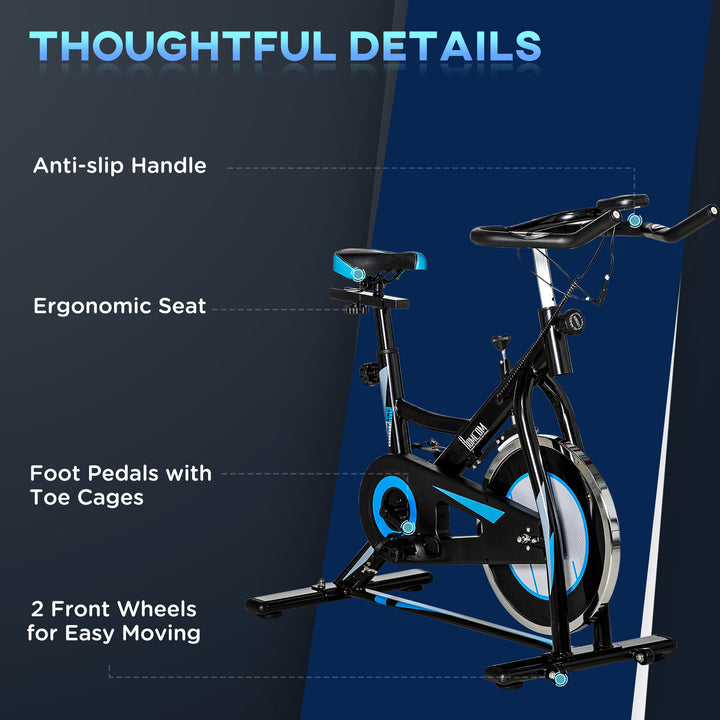 Stationary Exercise Bike, 8kg Flywheel Indoor Cycling Workout Fitness Bike, Adjustable Resistance Cardio Exercise Machine w/ LCD Monitor Pad and Phone Holder for Home, Gym, Office, Black