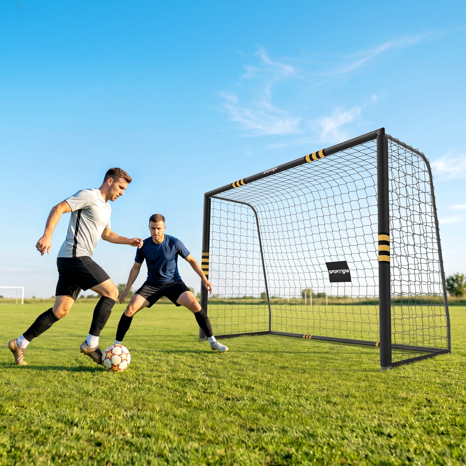 Football Goal, 10 x 6.5ft Football Net with Ground Stakes, EPE Foam Pa