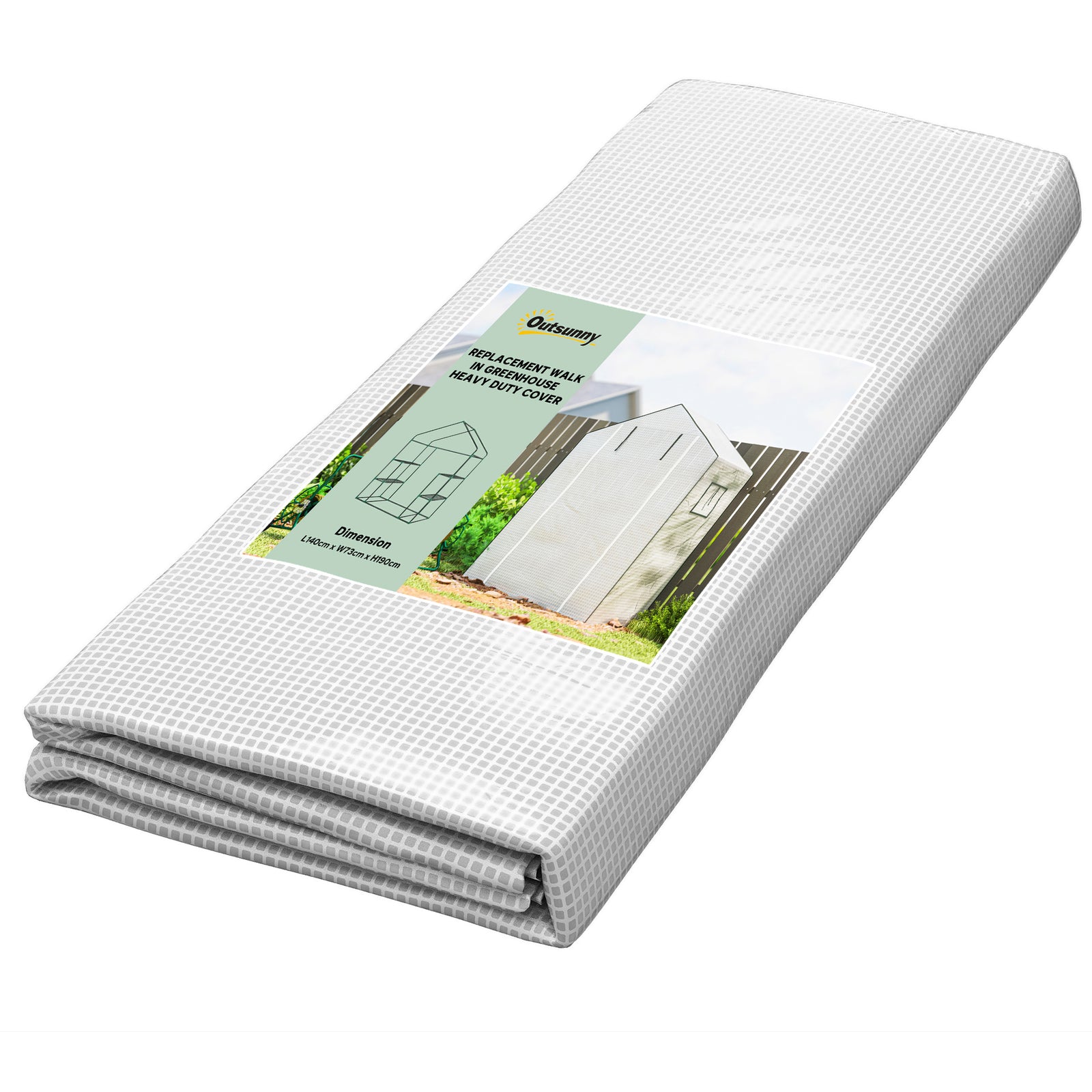 Greenhouse Cover Replacement Walk-in PE Hot House Cover with Roll-up Door and Windows, 140 x 73 x 190cm, White