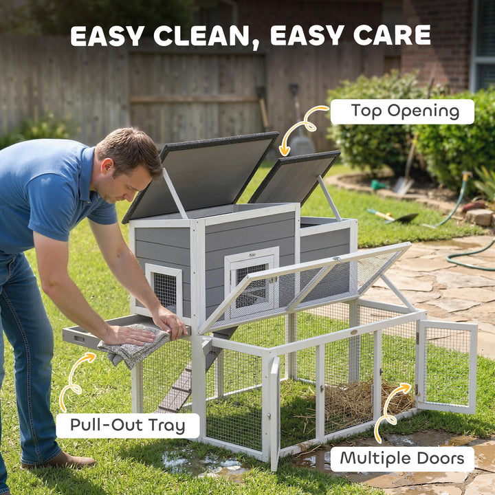 Wooden Rabbit Hutch, Indoor Outdoor Bunny Cage with Waterproof &amp; Opena