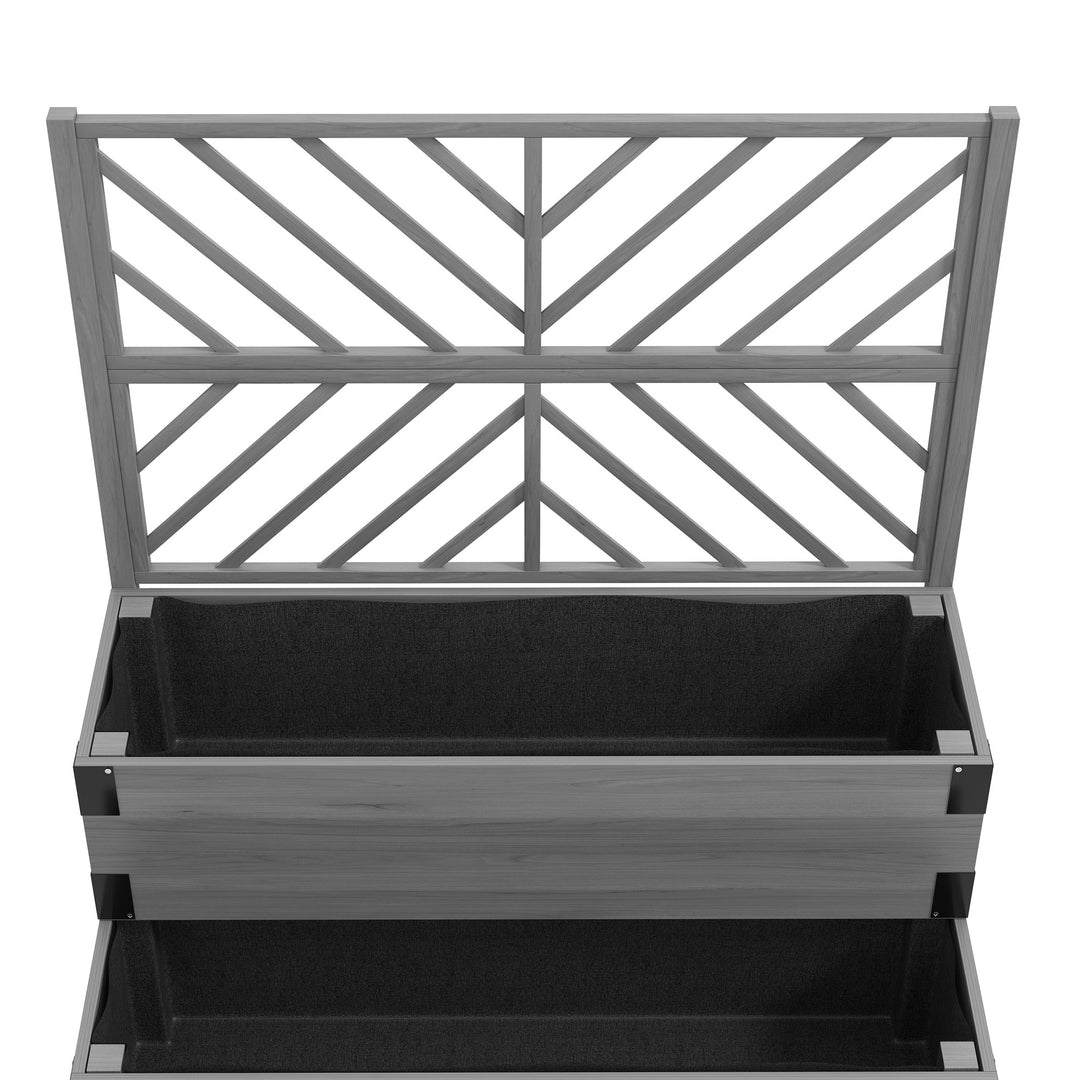 Raised Garden Bed with Trellis, 2-Tier Wooden Elevated Planter Box for Vegetables, Flowers, Herbs