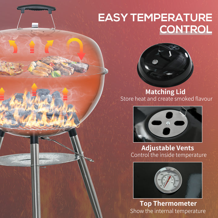 Portable Kettle Charcoal Grill - Black