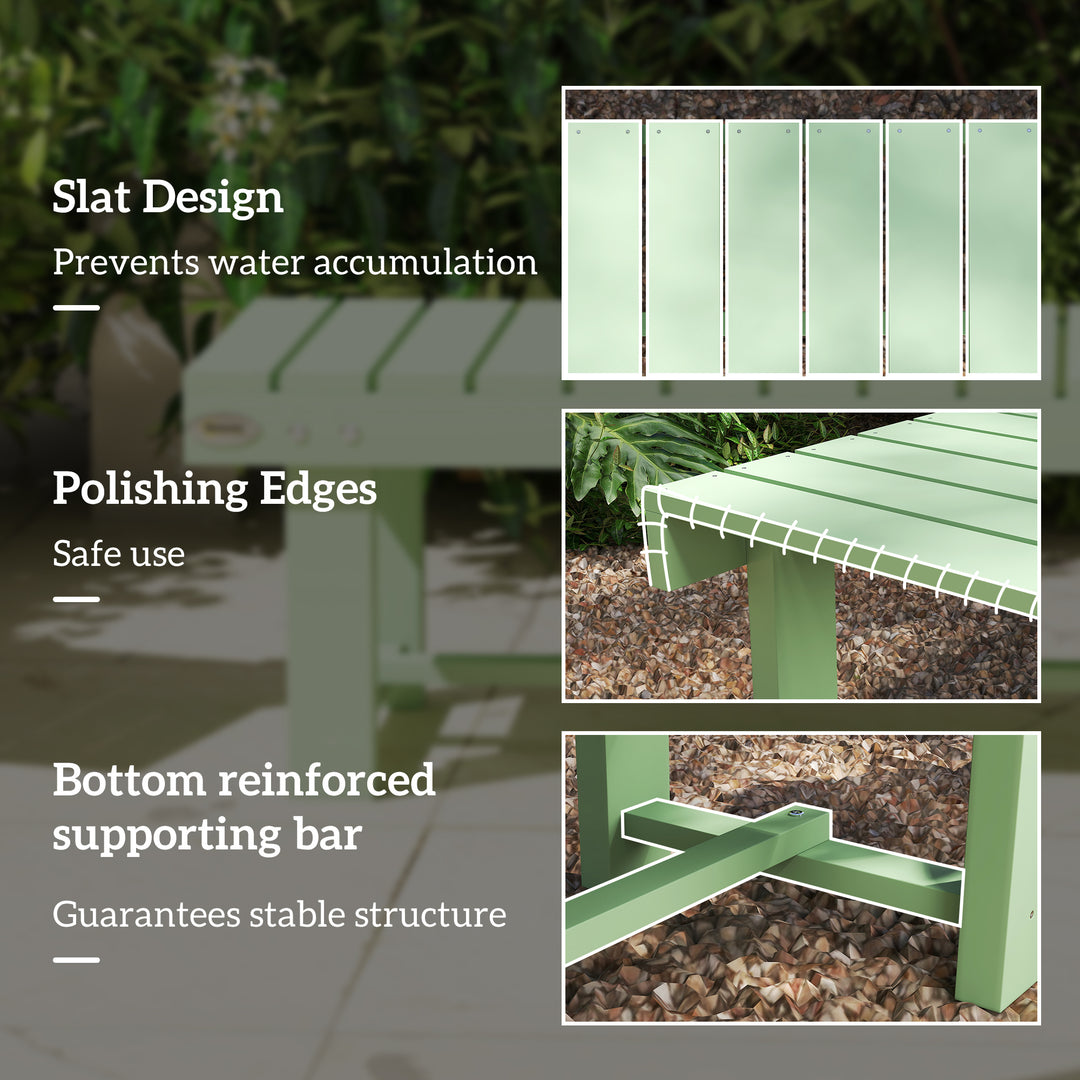 Wooden Garden Bench, Backless Outdoor Loveseat with Slatted Seat, Ligh