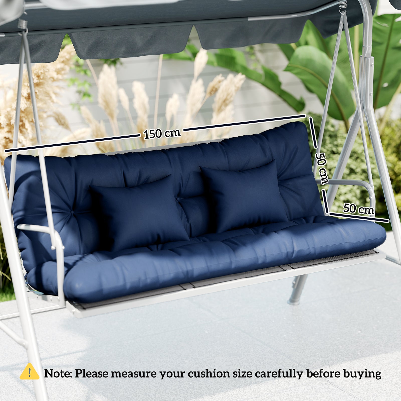 Outdoor Seat Cushions Back Cushion with 2 Pillows, Water Repellent Sea