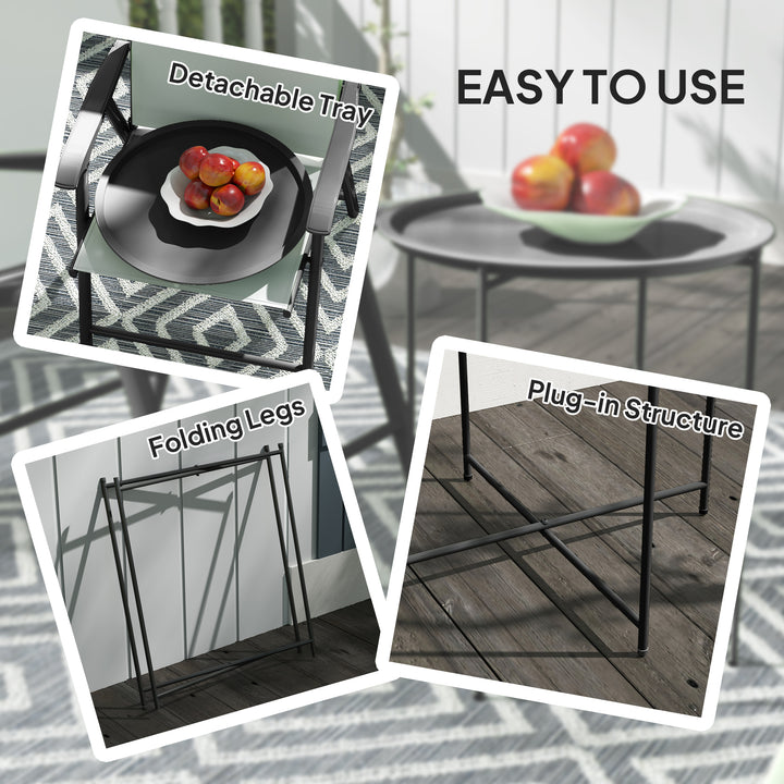 Steel Removable Tray Top Garden Table - Black