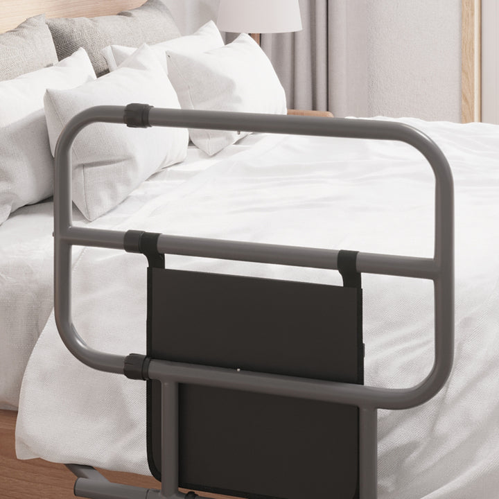 Folding Bed Rail for Elderly Adults, Bed Assist Rail with Storage Pocket for Disabled, Pregnant, Black