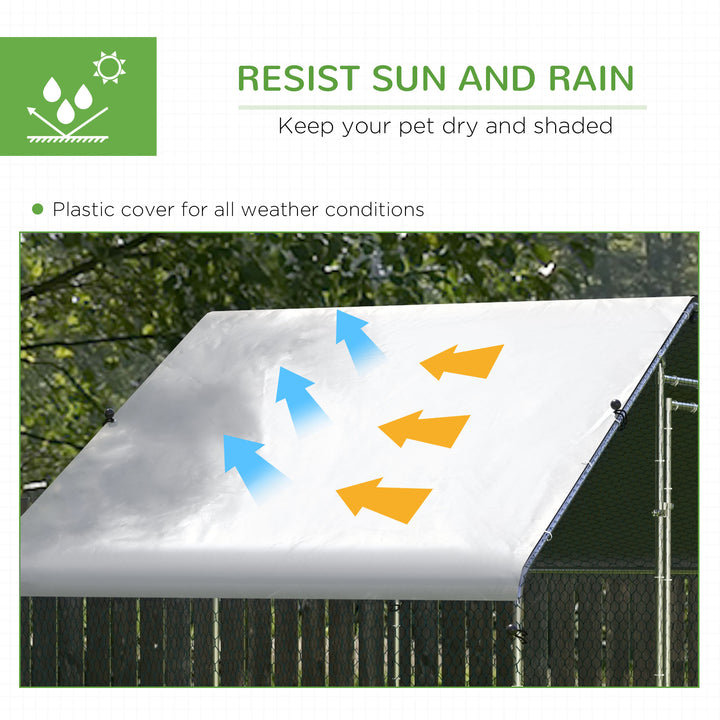 Large Chicken Coop, Galvanised Walk In Chicken Coop Hen House w/ Water-Resist Cover, 3 x 1.7 x 1.9m