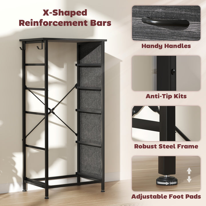 Chest of Five Fabric Drawers - Black
