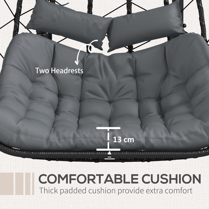 Two-Seater Steel Frame Hanging Egg Chair - Black
