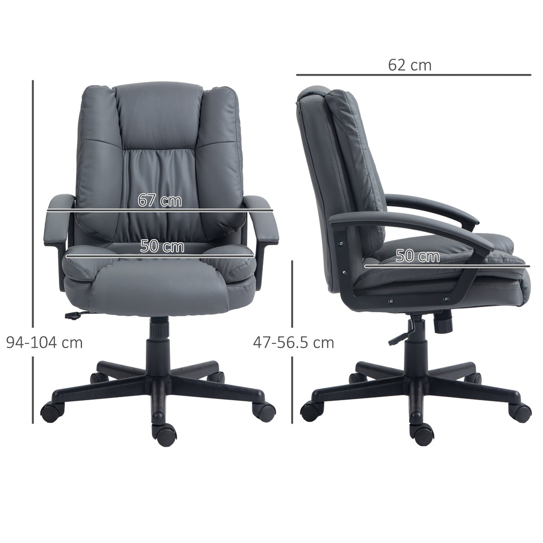 Vinsetto Office Chair, Faux Leather Computer Desk Chair, Mid Back Executive Chair with Adjustable Height and Swivel Rolling Wheels