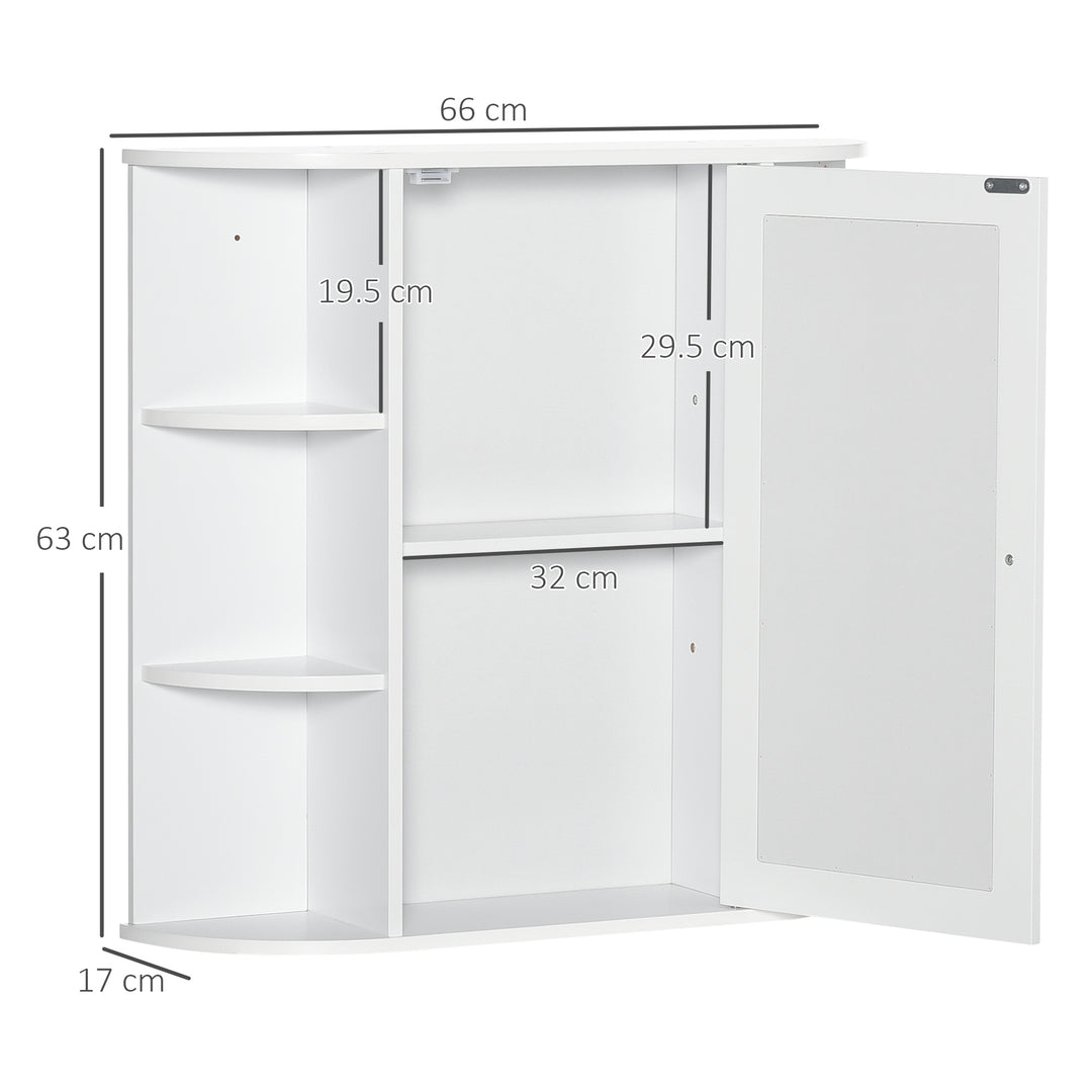 MCL Wall Mounted Bathroom Cabinet with Mirror Single Door Storage Organizer 2-tier Inner Shelves White