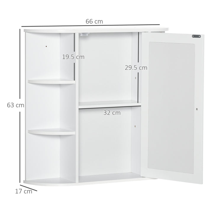 MCL Wall Mounted Bathroom Cabinet with Mirror Single Door Storage Organizer 2-tier Inner Shelves White