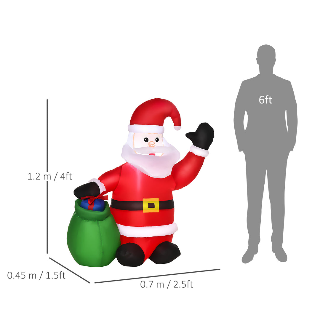 HOMCOM Inflatable Blow up Christmas Santa Claus 120cm LED Lighted Yard | Aosom UK