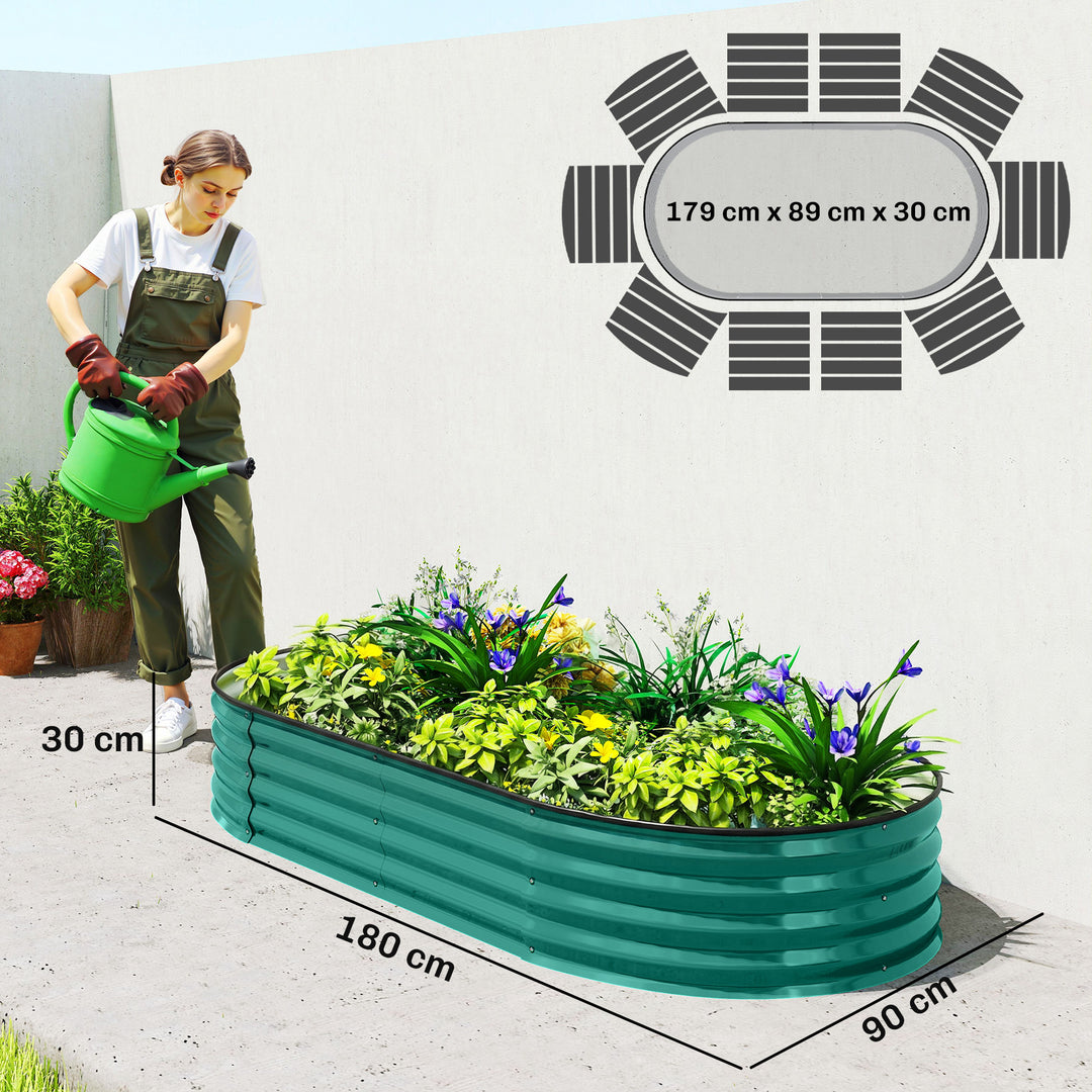 Galvanised Raised Garden Bed, Metal Planter Box with Safety Edging, fo