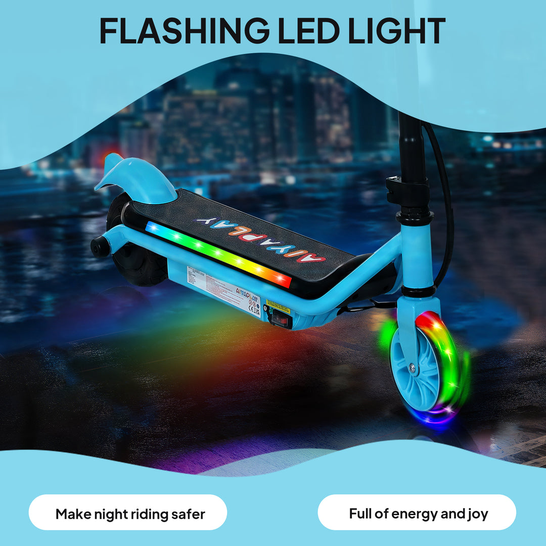 Electric Scooter for Kids Ages 6-14, with Dual Brakes, Flash Wheel and Colourful Light, Kids Electric Scooter E Scooter, Up to 12 KM/H & 10 KM, Blue