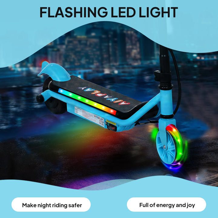 Electric Scooter for Kids Ages 6-14, with Dual Brakes, Flash Wheel and Colourful Light, Kids Electric Scooter E Scooter, Up to 12 KM/H & 10 KM, Blue