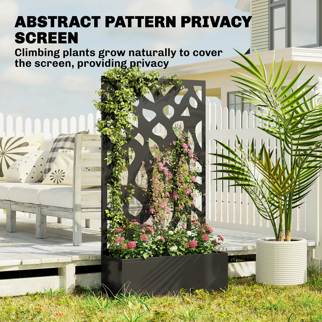 Metal Raised Garden Bed with Trellis, Outdoor Planter Box with Privacy