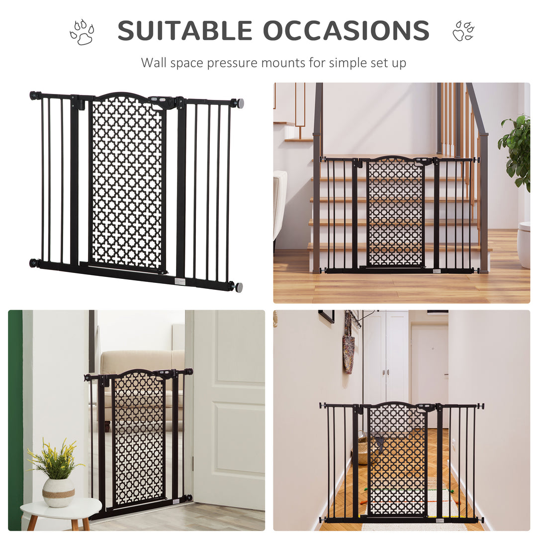 74-105cm Pet Safety Gate Stair Barrier, with Auto Close, Double Locking - Black