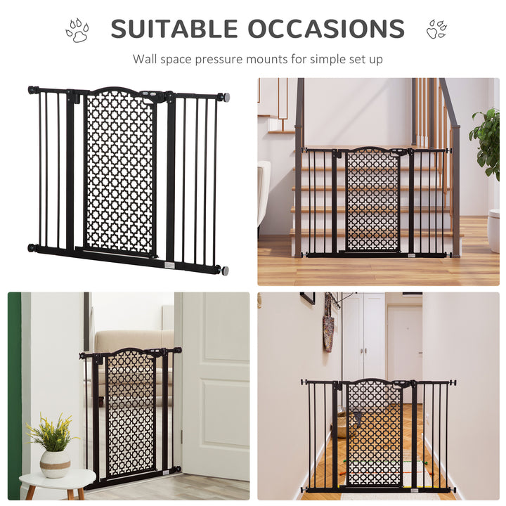 74-105cm Pet Safety Gate Stair Barrier, with Auto Close, Double Locking - Black