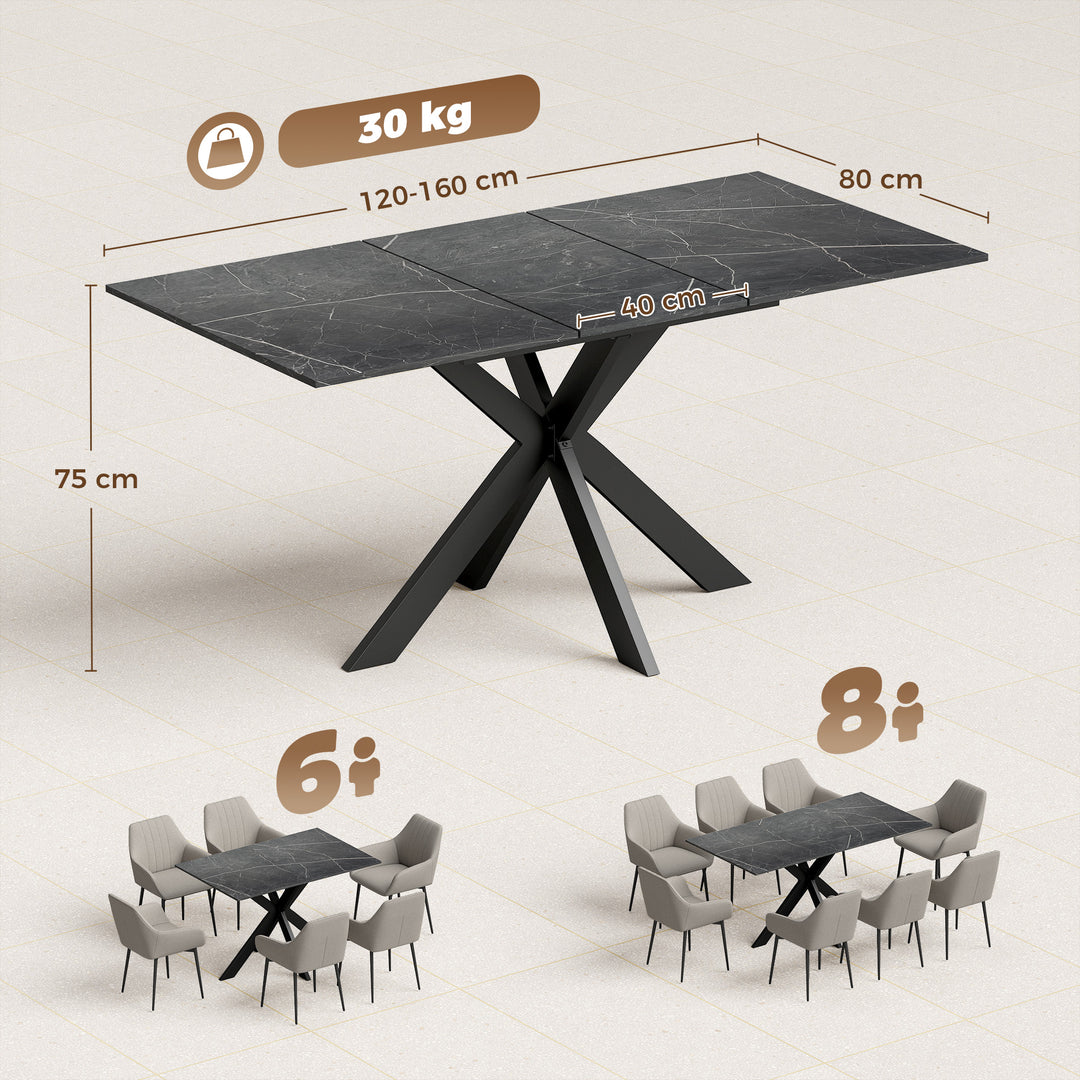 Extendable Dining Table Steel Cross Legs Steel Rails Space Saving - view 3