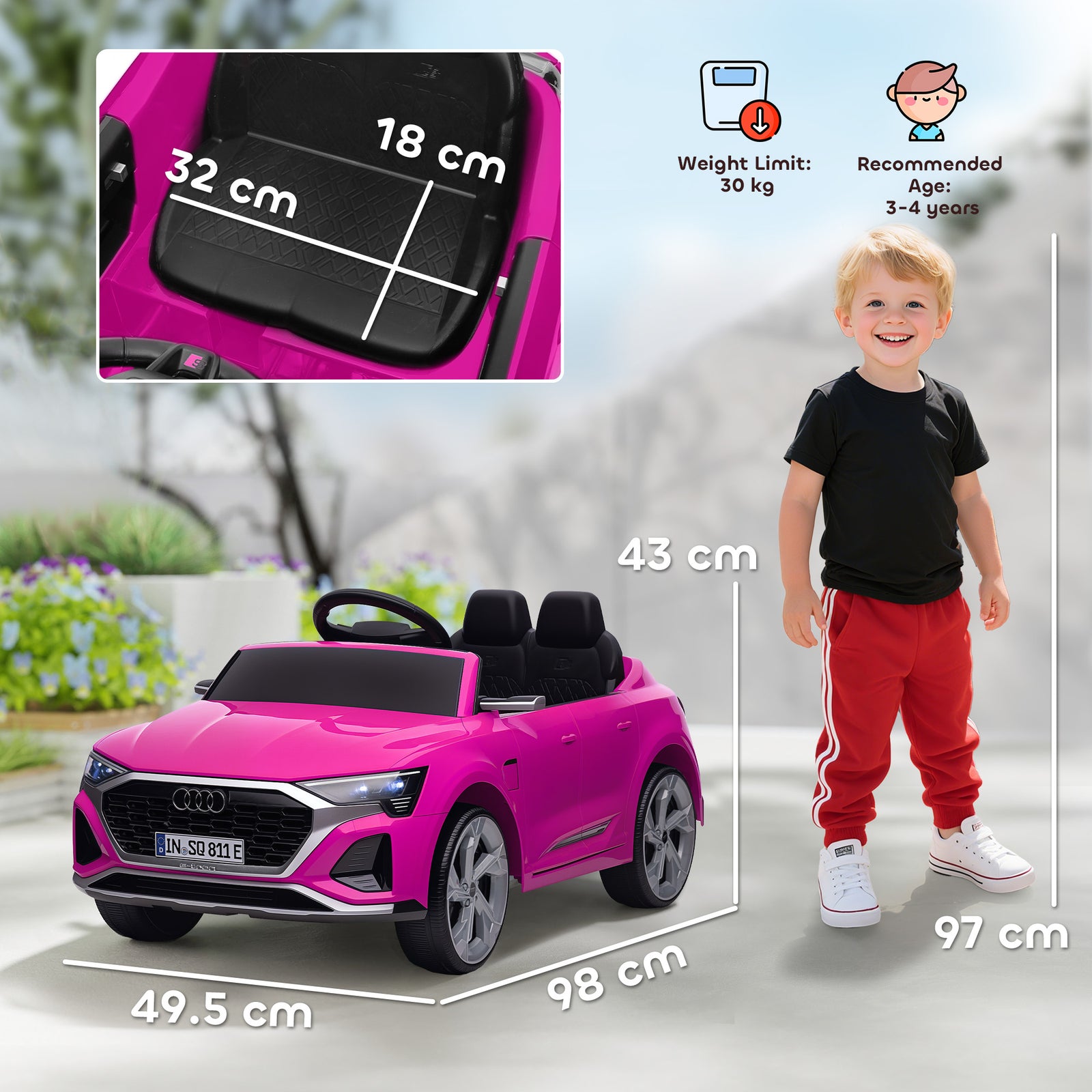 Audi Q8 etron Sportback Licensed Ride on Car with Remote Control, Four
