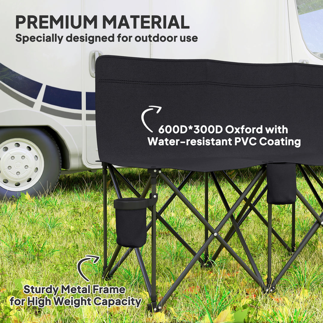 MCL 6 Seater Folding Camping Chair with Cup Holder & Carry Bag - Black
