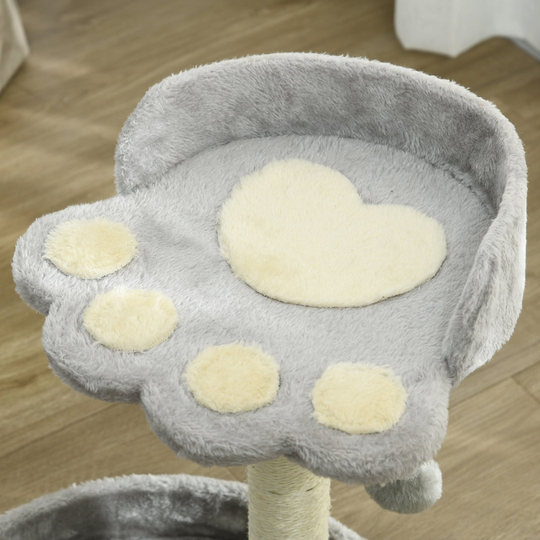 44cm Cat Tower, Cat Tree for Indoor Cats, with Sisal Cat Scratching Post, Toy Ball - Light Grey