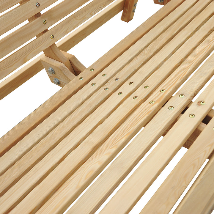 2 Seater Garden Swing Seat, Wooden Swing Chair Bench with Cup Holders for Outdoor Porch Patio, Natural