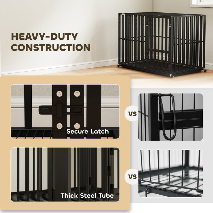 Heavy Duty Dog Crate, Dog Cage with Wheels for Medium Large Breeds, Me
