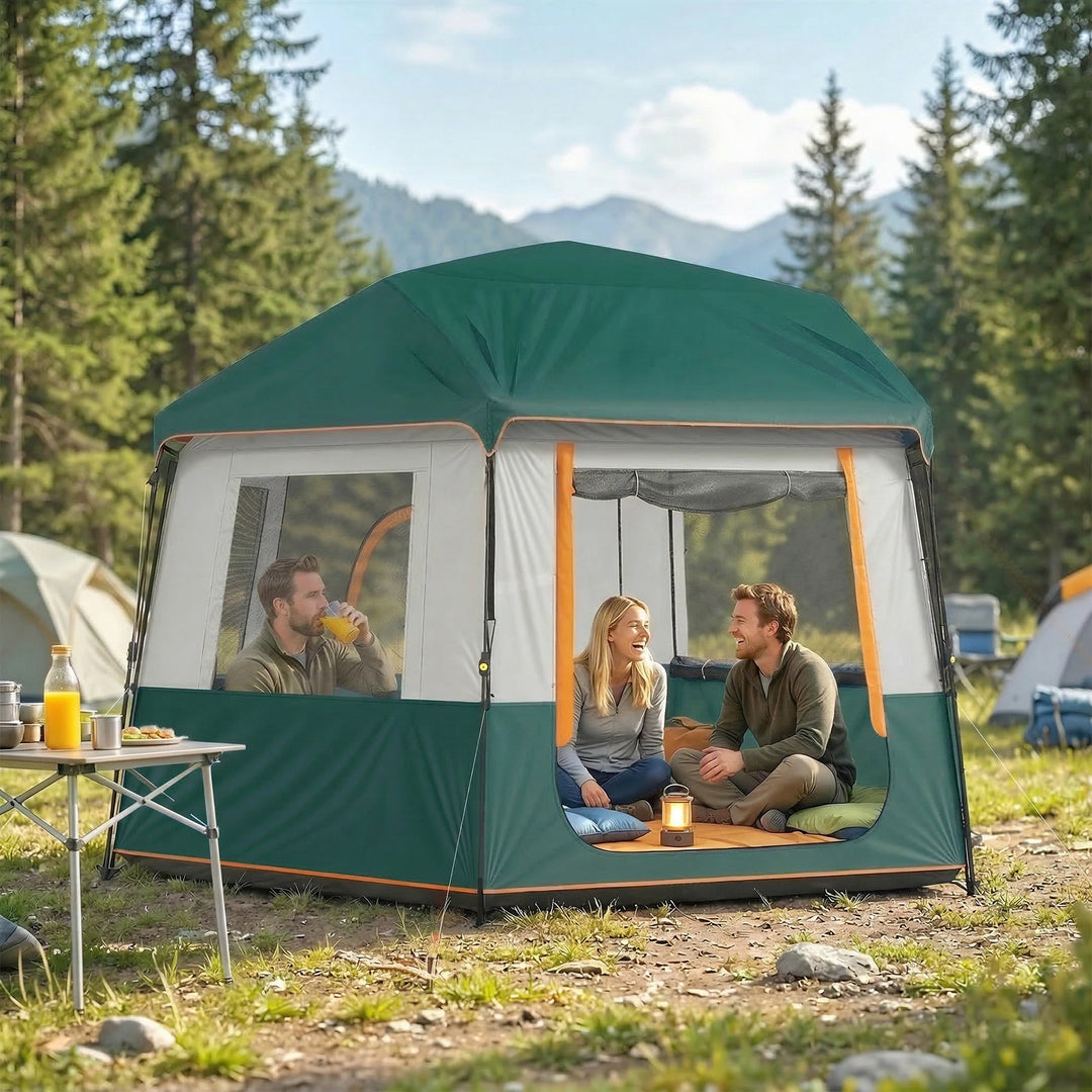 Cabin Tent Easy Setup 3000mm Waterproof Camping Tent 4 Person with Car