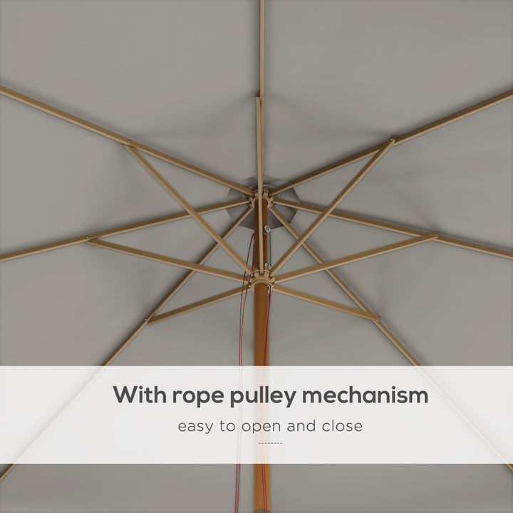 3.3m Elegant Wooden Parasol - Grey