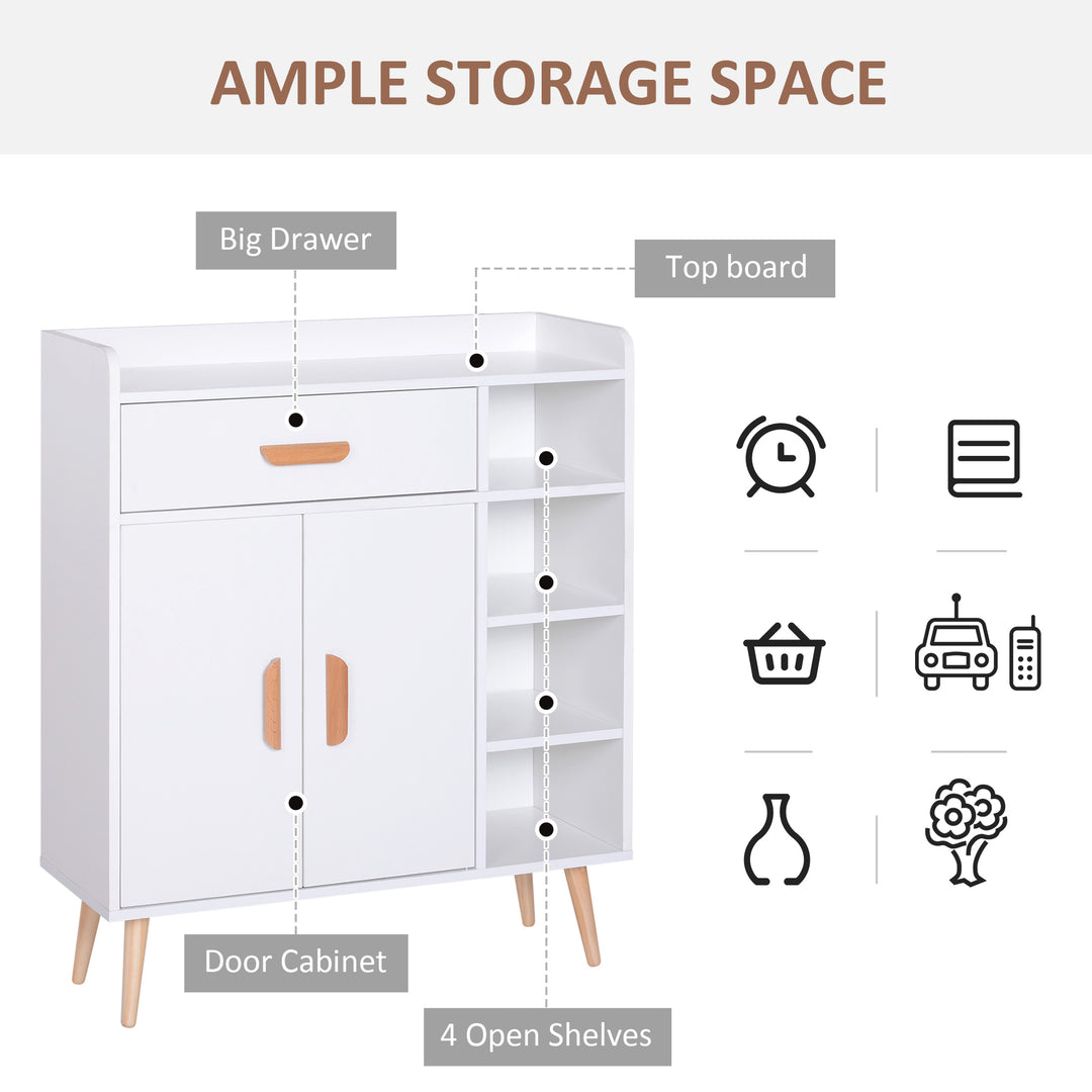 Sideboard, Side Cabinet, Floor Cupboard with Storage Drawer for Hallway, Kitchen, Bedroom, Living Room, White