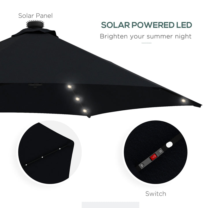 3(m) Solar LED Cantilever Parasol - Black