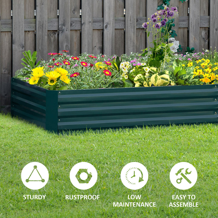 MCL Metal Raised Garden Bed Planter Box Outdoor Planters for Growing Flowers, Herbs, Green, 241x90.5x30cm