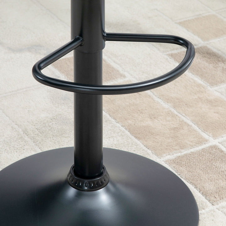 MCL Bar Stools Set of 2 Adjustable Height Swivel Bar Chairs in PU Leather with Backrest & Footrest, Grey