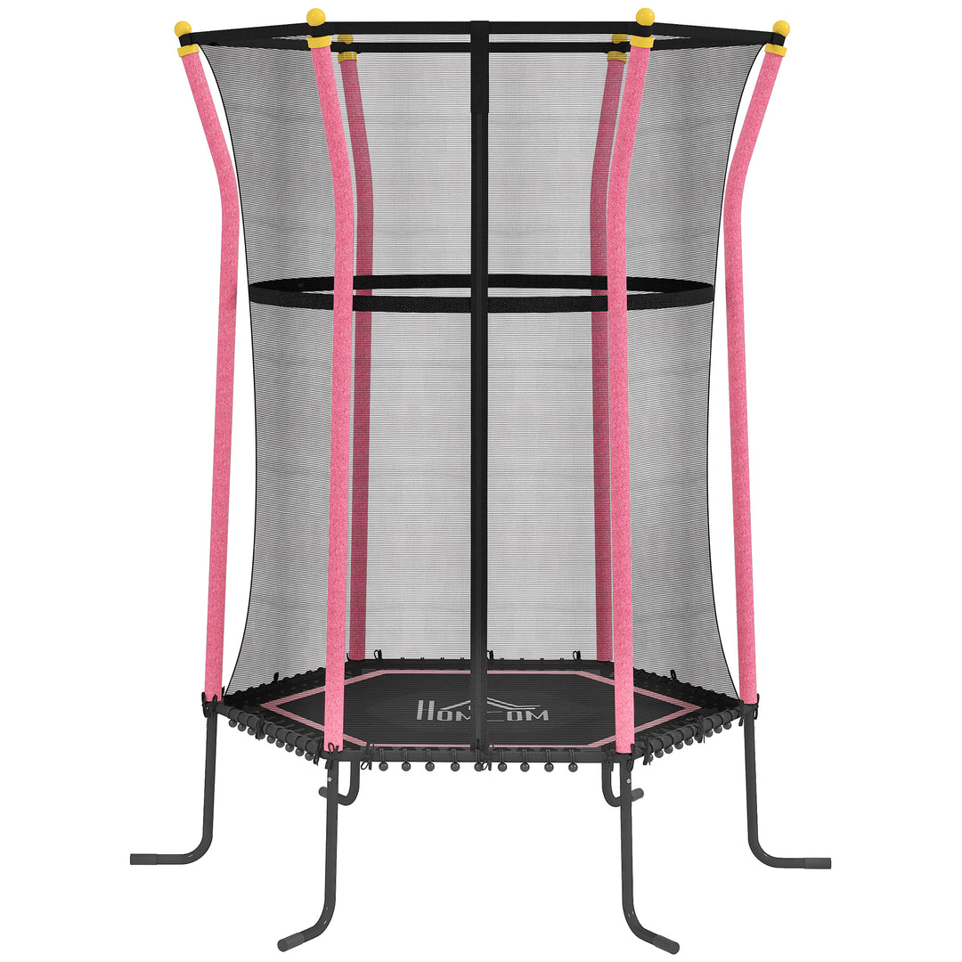 Kids Trampoline Mini Bouncer with Enclosure Safety Net For Ages 3-10 Years - Pink