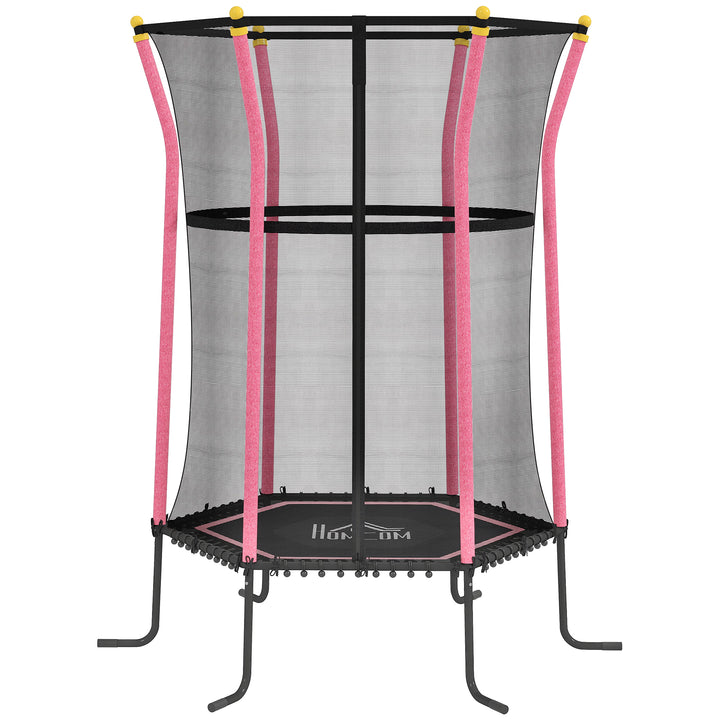 Kids Trampoline Mini Bouncer with Enclosure Safety Net For Ages 3-10 Years - Pink