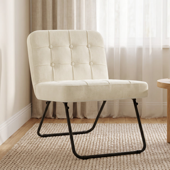 Modern Accent Chair, Foldable Chenille Upholstered Lounge Chair with - view 2