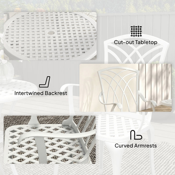 3 Pieces Garden Bistro Set, Cast Aluminium Outdoor Dining Set with 2 C