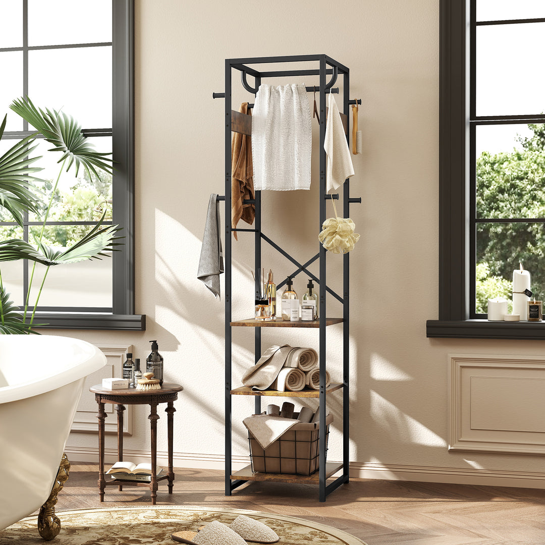 Multi-Storage Clothes Rack - Brown/Black