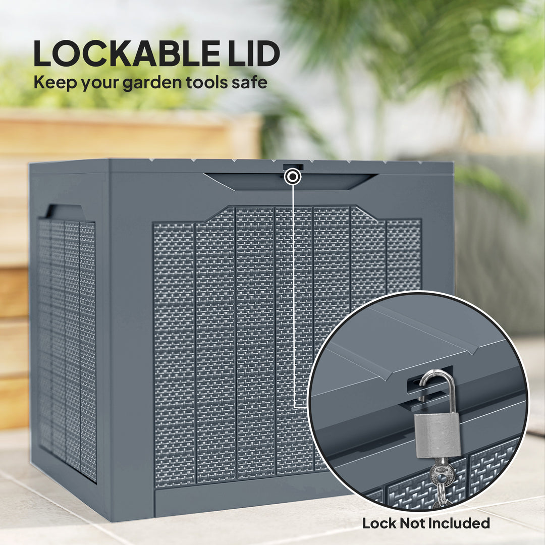 93L Plastic Garden Storage Box, Outdoor Storage Box with Handles, Waterproof Outdoor Storage Container