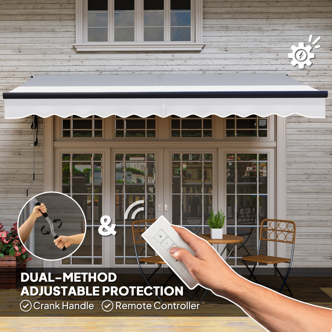 3.5 x 3(m) Electric Awning with Remote Controller, Aluminium Frame DIY Retractable Awning, UPF30+ Sun Shade Canopy for Garden Patio Deck Door Window, Light Grey