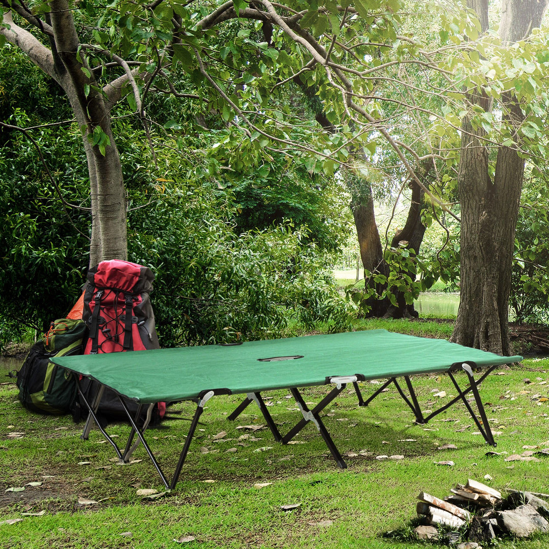 Double Camping Cot Bed, with Bag - Green