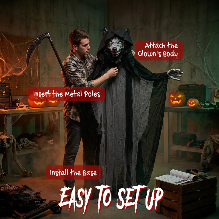 Halloween Standing Werewolf Animated Decoration with Light-Up Eyes, So